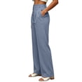 thumbnail image 5 of Oiangi Dress Pants for Women High Waisted Pleated Slacks Fall Straight Leg Business Work Trousers with Pockets Dark Gray XL, 5 of 6