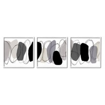 Stupell Industries Abstract Grey Pebbles Abstract Painting White Framed Art Print Wall Art, 12 x 12, Set of 3