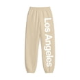 thumbnail image 4 of WhouRiu Girls Casual Sweatpants Letter Graphic Elastic Waist Joggers Pants Kids Comfortable Everyday Trousers With Pockets,5-6 Years, 4 of 5