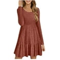 thumbnail image 1 of AherBiu Robe Pull pour Femmes Manches Longues à Volants Côtelés Robe Tunique à Porter avec des Leggings, 1 of 6