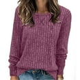 thumbnail image 2 of miqiqism Great discounts！Crewneck Shirt for Women Long Sleeve Tunic Tops Loose Pullover Basic Sweaters Fall Winter Clothes,X#02_Purple,Large, 2 of 6