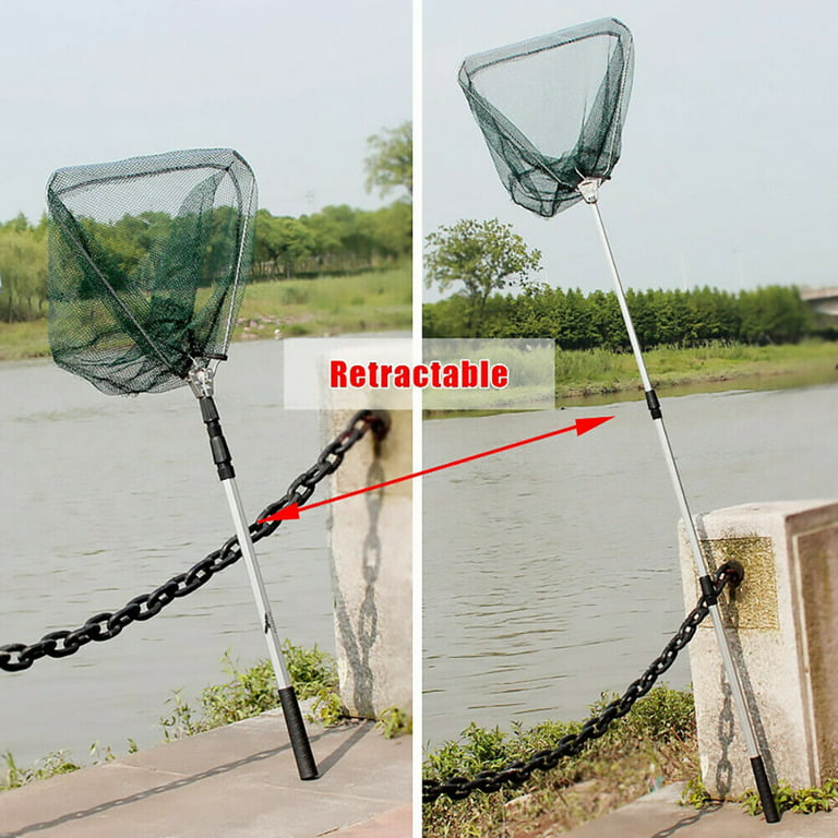 Fishing Net Fish Landing Net with Collapsible Telescopic Pole Handle,  Suitable for Kayak and Fly Safe Catching or Releasing