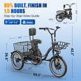 thumbnail image 4 of Flycity Electric Tricycle for Adults, Peak 1200W Electric Trike with 48V 20Ah Removable lithium battery, 20" 7 Speeds 3 Wheels Electric Bikes, Black, 4 of 9