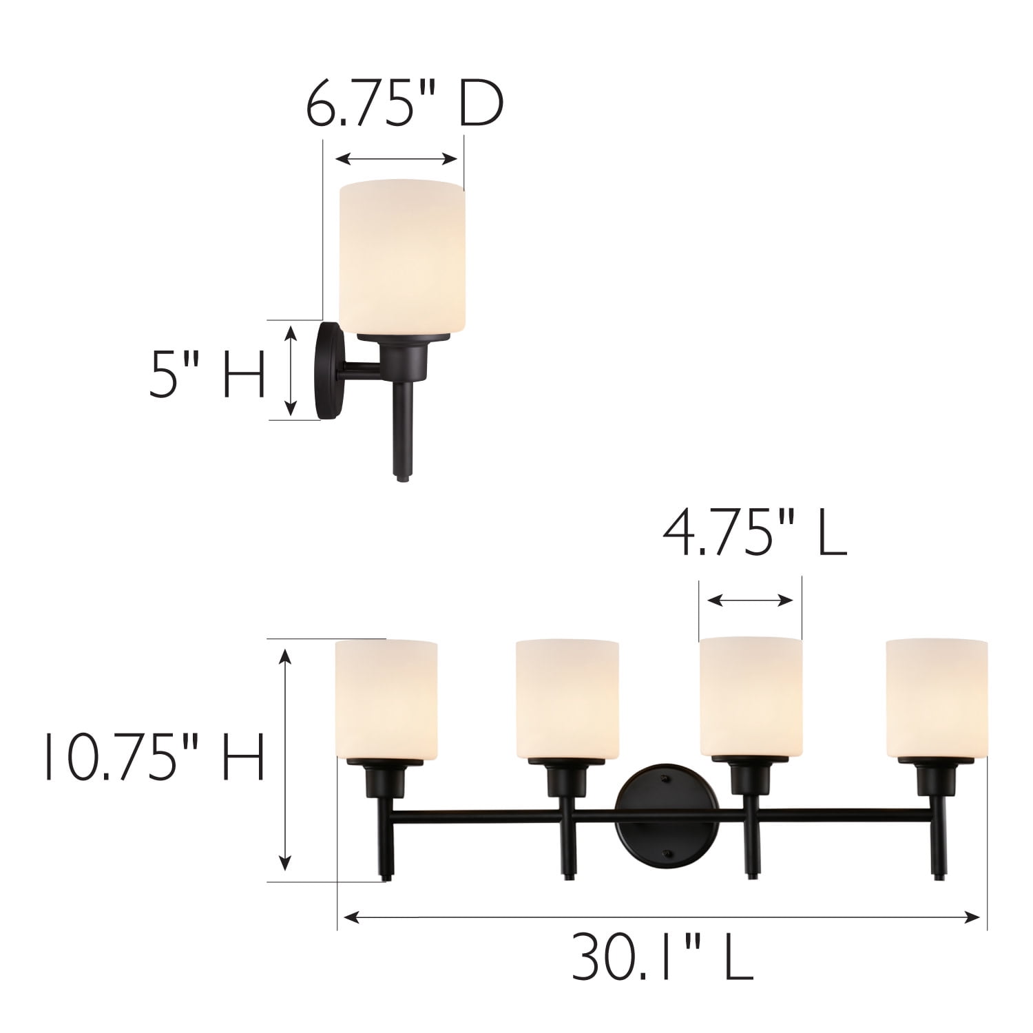 Design House Aubrey 4-Light Dimmable Indoor Bathroom Vanity Light with Frosted Glass