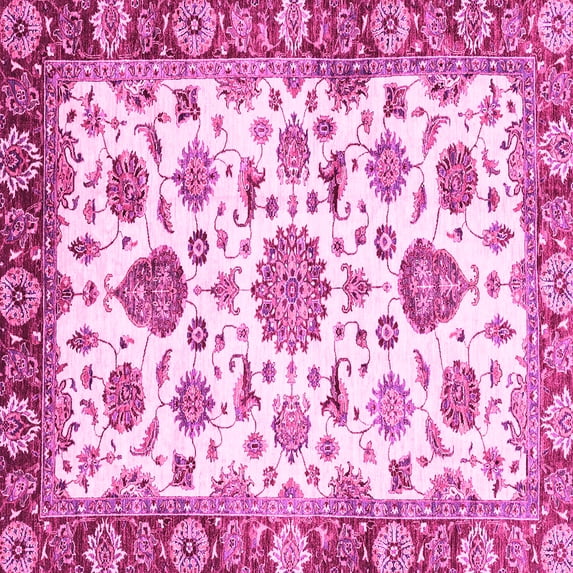 Ahgly Company Indoor Square Abstract Pink Modern Area Rugs, 3' Square