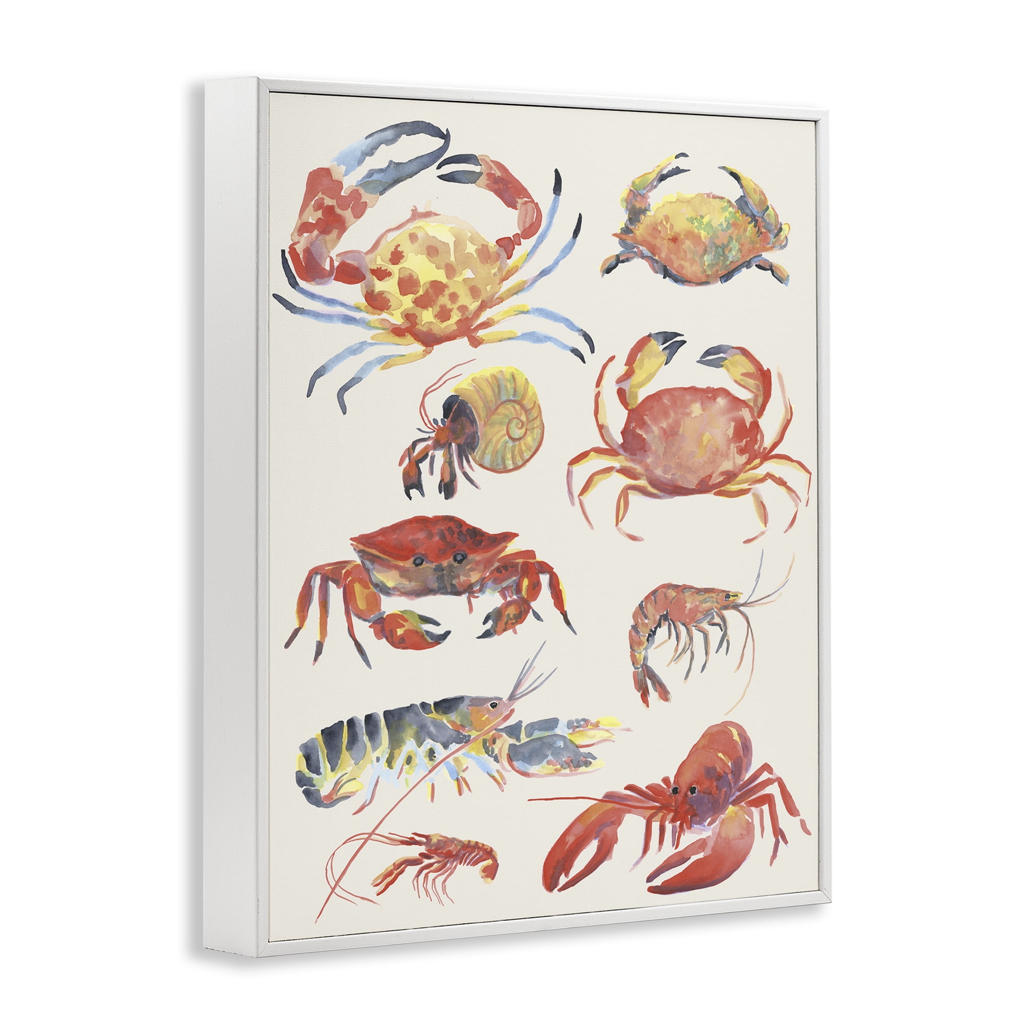 Stupell Industries Nautical Crustacean Collection White Framed Giclee Art, design by June Erica Vess