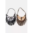 thumbnail image 2 of I am a Fashion Junky Fame Cow Print Faux Leather Fringe Hobo Bag - One Size, 2 of 4