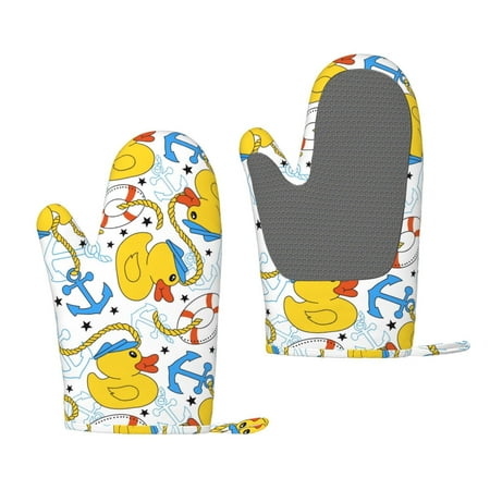 

Matuu Ducks and Anchors for Silicone Oven Gloves Heat Resistant Grilling Gloves Non-Slip Silicone Oven Mitt Great for Grilling Kitchen and Cooking