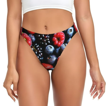 Adobk Variety Of Fruits And Berries Print Seamless Women Underwear Thongs No Show Ladies Thong No Line Breathable Comfortable Panties Undies for Women-Small