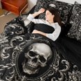 thumbnail image 3 of Castle Fairy Luxury Baroque Skull 7-Piece Twin Bedding,Ornate Chain Peony Frame Graphic Bedding Comforter Set,Silver Black,Black Reversible, 3 of 7