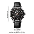 thumbnail image 3 of Men's Quartz Watch with Openwork Dial, Alloy Case and Leather Strap, Business Casual Wristwatch for Office Meetings Daily Wear(Black,C）, 3 of 6