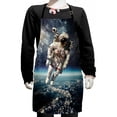 thumbnail image 1 of Galaxy Kids Apron, Astronaut Floats Outer Space Planet Earth Globe Surreal Gravity Image Universe Art, Boys Girls Apron Bib with Adjustable Ties for Cooking Baking Painting, Grey Blue, by Ambesonne, 1 of 2