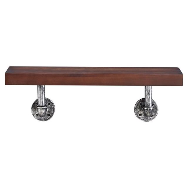 Danya B GH090UM 36 x 7 in. Floating Pipe Industrial Rustic Wall Mount Shelf - Umber Mocha