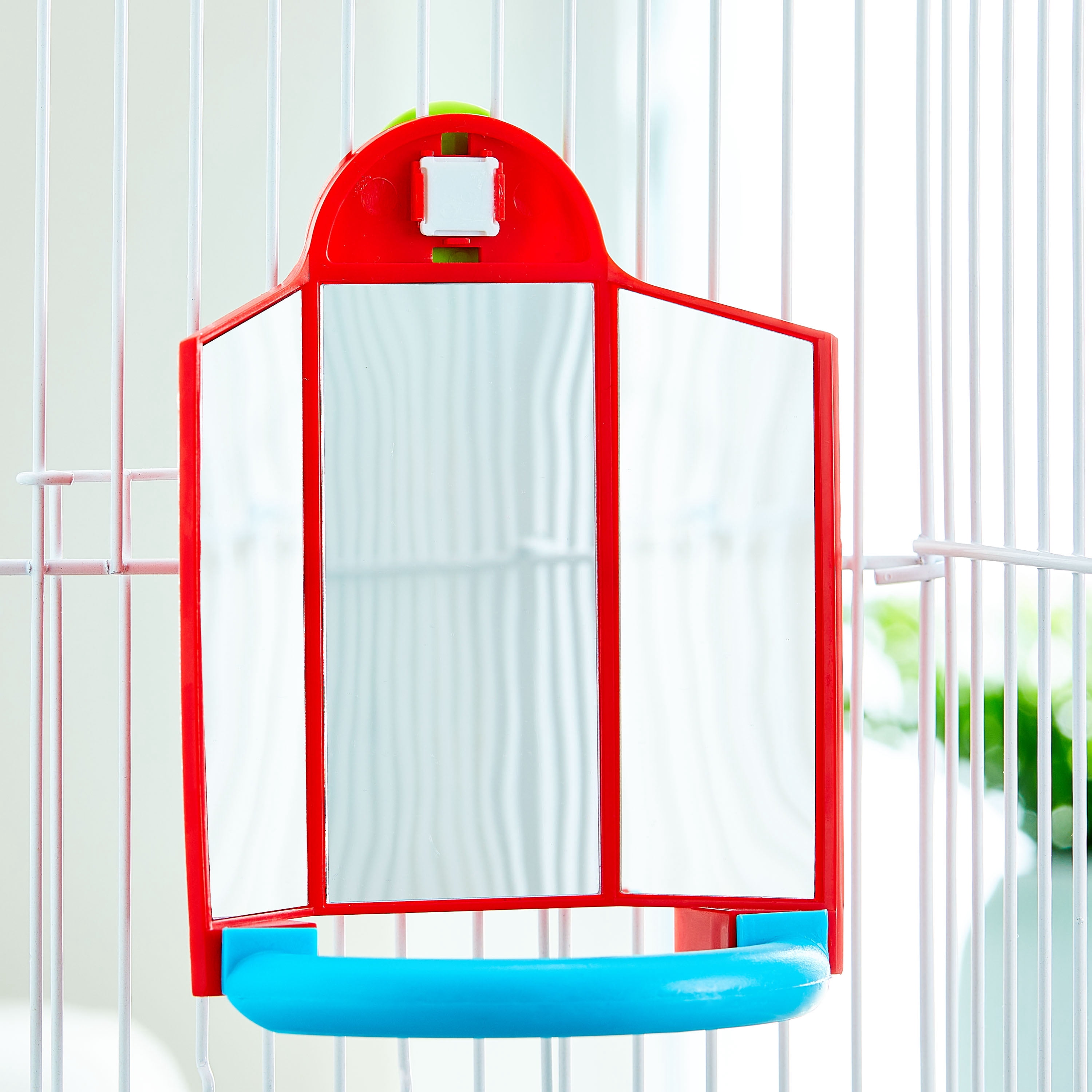 Vibrant Life Triple Mirror with Perch Bird Toy with Plastic Nut Mount