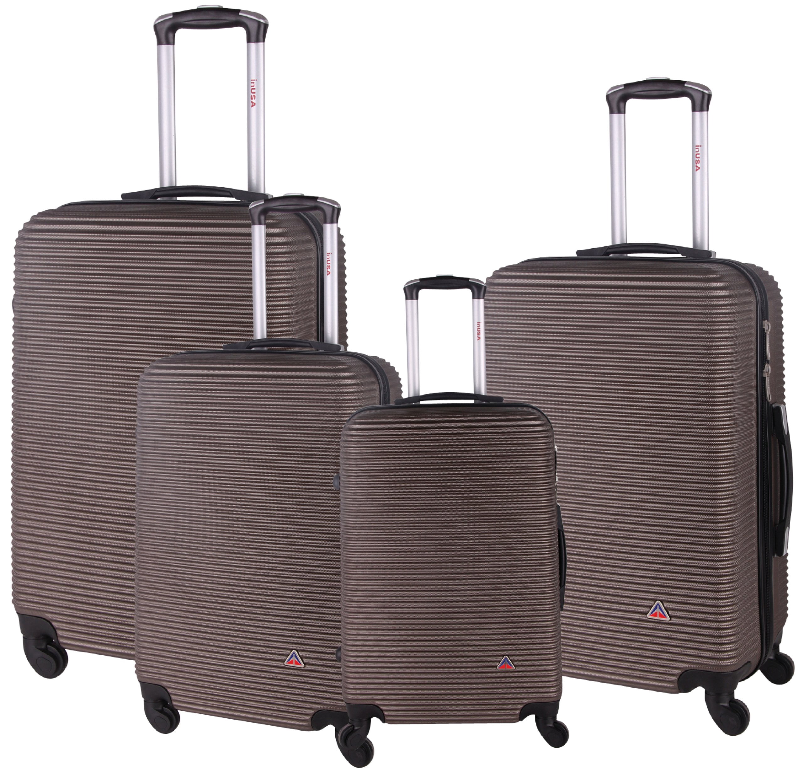 InUSA Royal 4-Piece Hardside Luggage Sets with Spinner Wheels, Handle, Trolley, (20"/24"/28"/32"), Brown