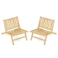 thumbnail image 1 of Gymax 2PCS Teak Wood Outdoor Reclining Chair Natural Mid Century Accent Chair w/ Backrest, 1 of 8