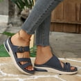 thumbnail image 6 of CYMMPU Women's Triple Strap Platform Slide Sandals, Buckle Decor Open Toe Slip On Wedge Slippers, Casual Summer Footwear Blue 38, 6 of 9