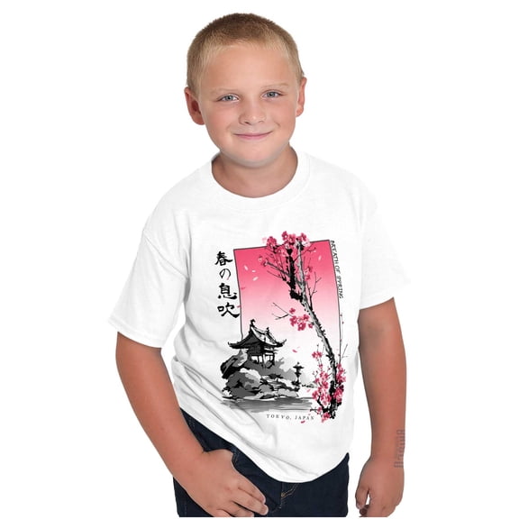 Tokyo Japan Breath of Spring Flowers Crewneck T Shirts Boy Girl Teen Brisco Brands S