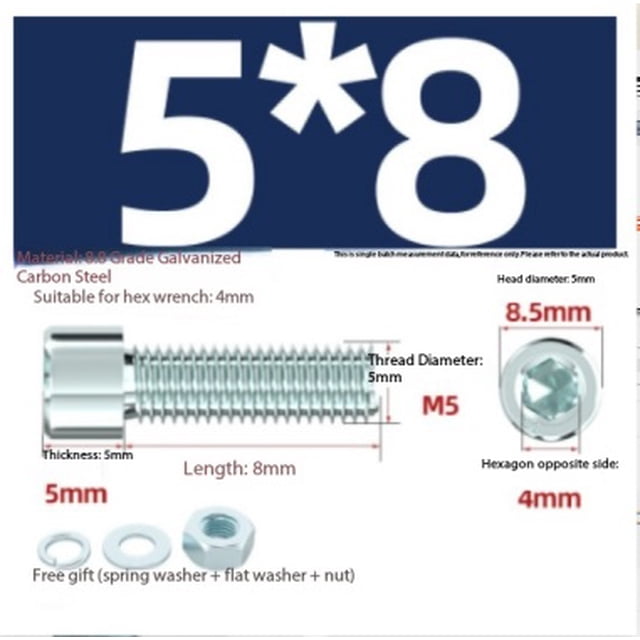 100 juegos de tuercas de tornillo hexagonales galvanizadas de grado 8,8, arandelas de resorte planas y pernos (M4/M5): solución de fijación duradera for proyectos y reparaciones de bricolaje