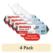 (4 pack) Huggies Simply Clean Unscented Baby Wipes, 1 Pack, 64 Total Count (Select for More)