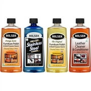 milsek lemon oil & orange oil stainless steel cleaner and leather, 4-pk - variety pack, 12-oz, var-4