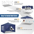 thumbnail image 6 of COBIZI 10x10 EZ Pop Up Canopy Tent with Sidewalls,Party Canopy Instant Shelter for Outdoor Party Camping Backyard Beach with Air Vent ,Carry Bag,Stakes,Ropes,Dark Blue, 6 of 10
