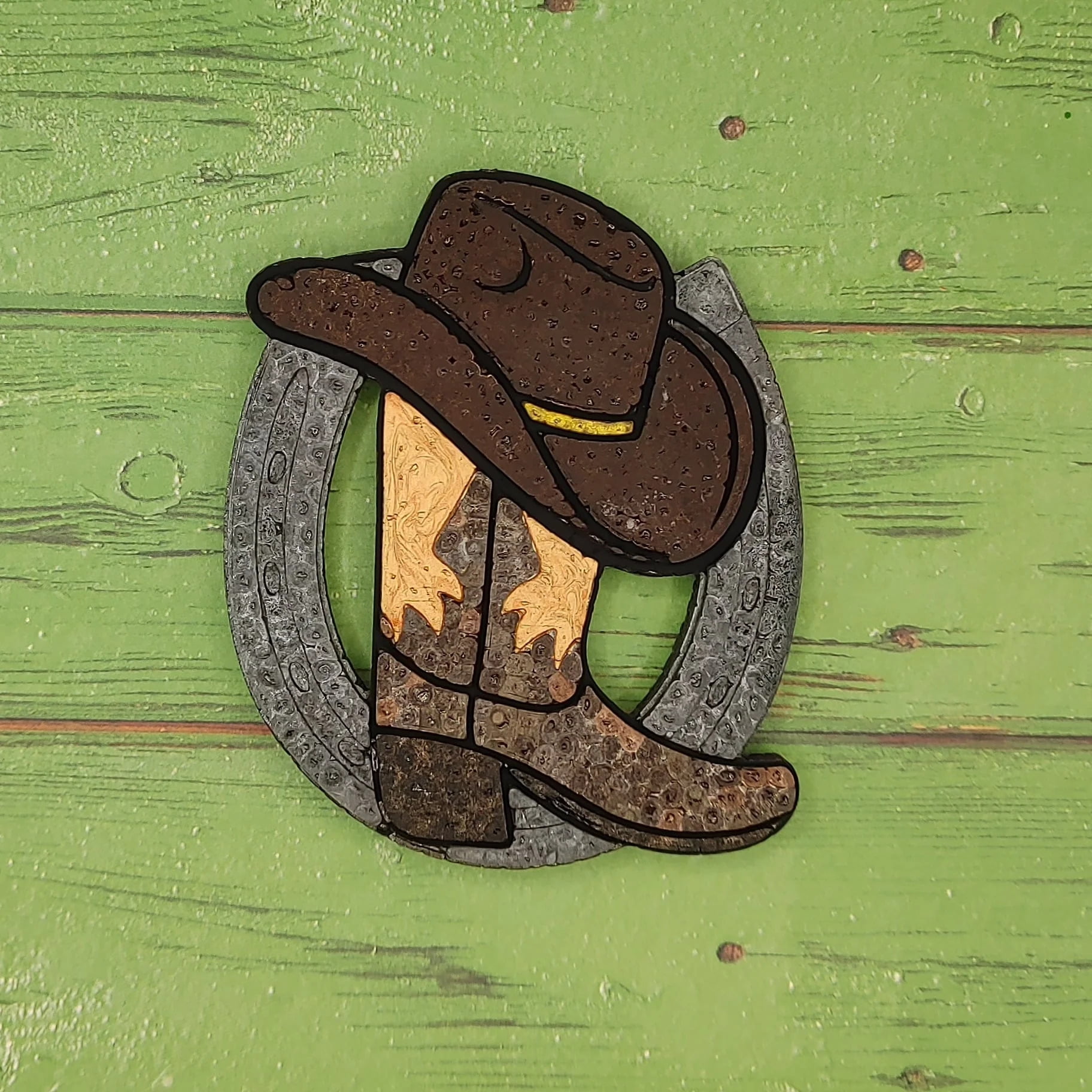 Horseshoe with Boot and Hat Silicone Freshie Mold