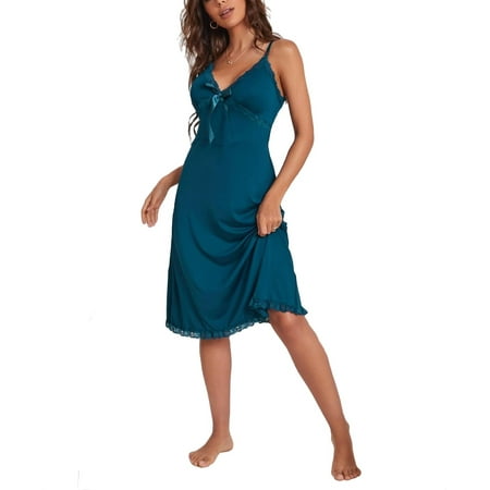 

Elegant Cami Slip Dress Sleeveless Teal Blue Women s Night Dress (Women s)