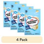 (4 pack) Great Value Light Butter Flavored Microwave Popcorn, 2.03 oz, 18 Count