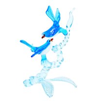 GlassOfVenice Murano Glass Birds on a Branch - Blue