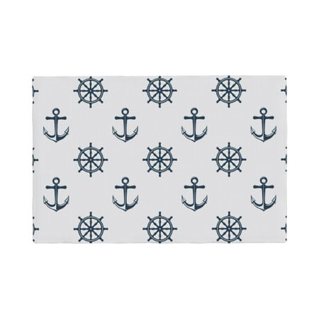 

Placemats Set of 4 rudder Anchors Vintage grey Heat Resistant Non - Slip Place mats Waterproof table mat for Kitchen Dining-6片装