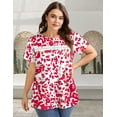 thumbnail image 6 of Ronuti Plus Size Tops for Women Tunic Floral Casual Short Sleeves T Shirts Flowy Blouses, 6 of 11