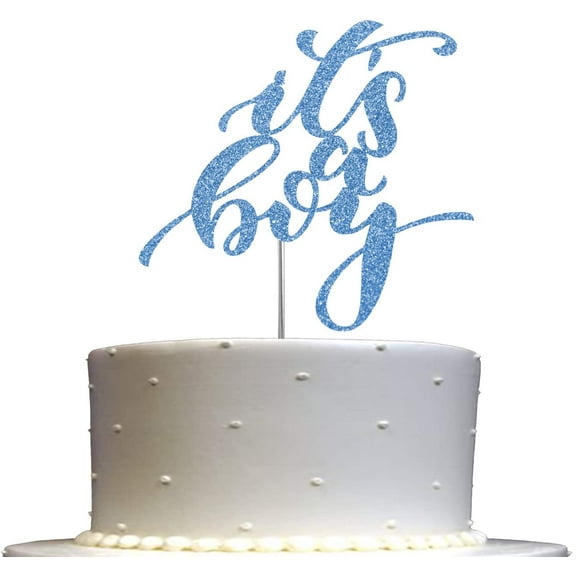 It’s a Boy Cake Topper Blue Glitter, Baby Shower Party Decoration, Sturdy Doubled Sided Glitter, Acrylic Stick