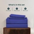 thumbnail image 4 of 400 TC 4-Piece Sheet Set Soft, Wrinkle Resistant 18 Inch Deep Pocket 100% Egyptian Cotton Color Royal blue Solid Size Full, 4 of 5