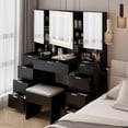 thumbnail image 5 of Ktaxon Large 47.24" Makeup Vanity Table Set with Hidden Storage, 9-Drawer Dressing Table, Bedroom Makeup Table, Black, 5 of 12