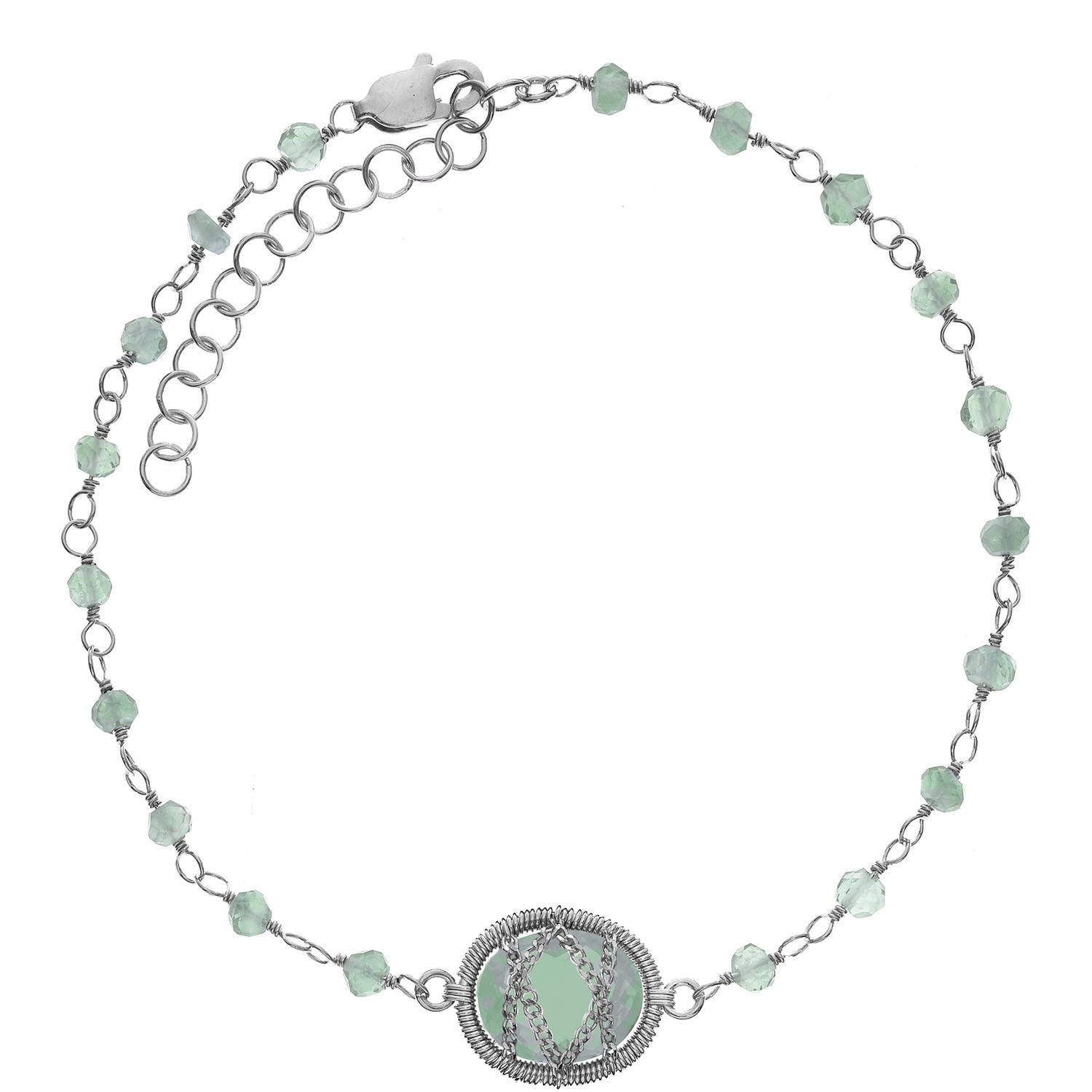 5th & Main Sterling Silver Hand-Wrapped Beaded Chalcedony Stone Bracelet by Generic