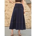 thumbnail image 4 of Womens Blue A-Line Denim Skirt With Slant Pockets, 4 of 14