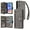 Gray, variant on for Samsung Galaxy S25 FE Wallet Case with Card Slots & Zipper Pocket, PU Leather + TPU Full Body Protective Phone Case with Kickstand Magnetic Clasp Wrist Strap Shockproof Rugged Cover, Blue