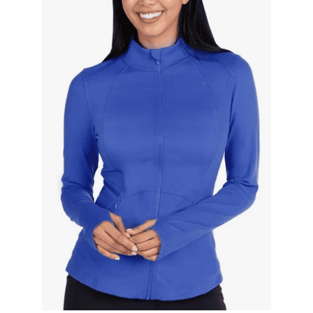 Spyder Women's Stretch Long Sleeve Zip Up Yoga Jacket with Thumb Holes Blue XL