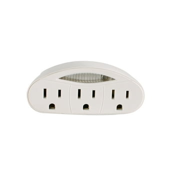 Hyper Tough 3 Grounded Outlet Night Light Indoor White Tap