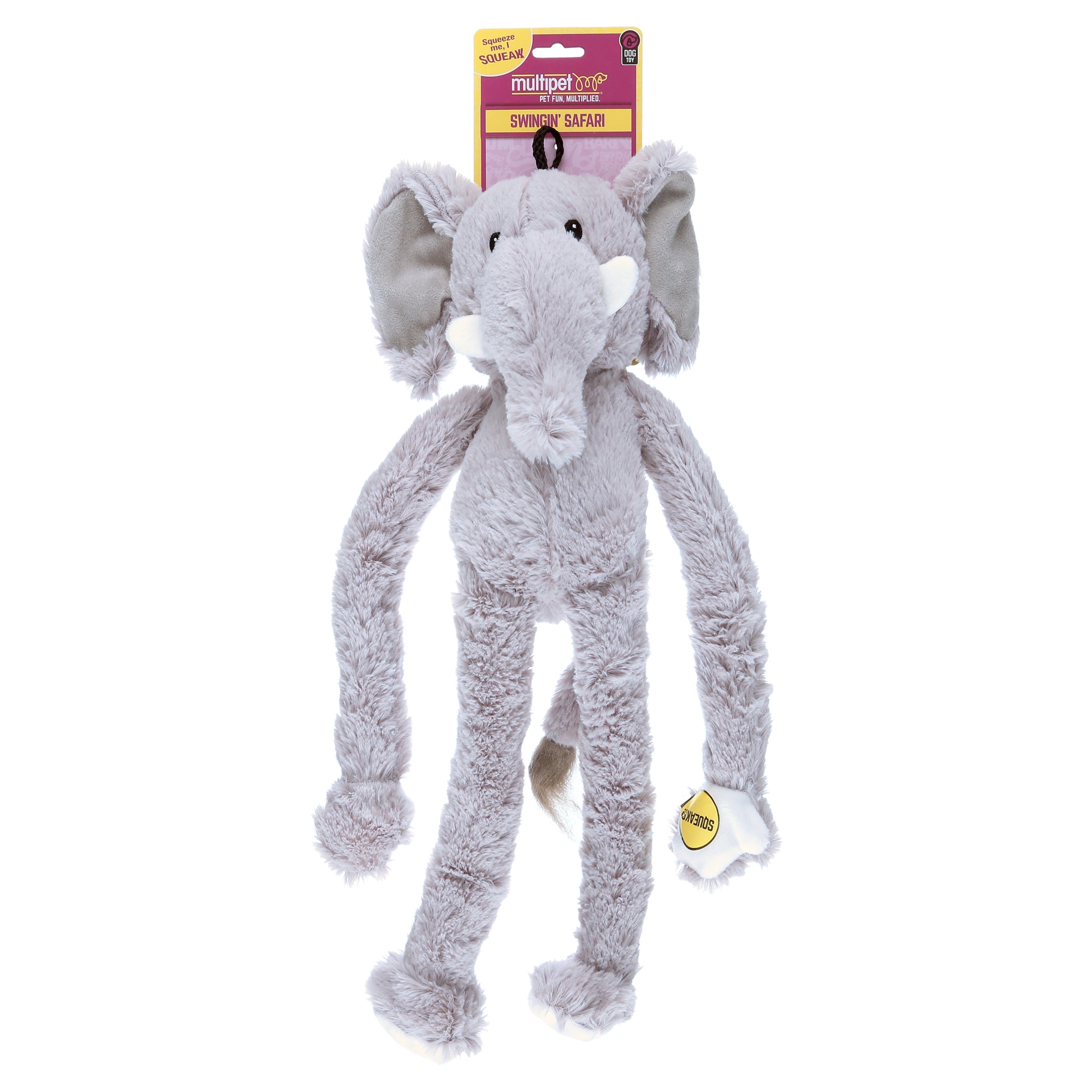 Multipet Swingin Safari Plush Squeaky Elephant Dog Toy Walmart
