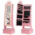thumbnail image 1 of Organizador de Joyería Infantil con Espejo LED de Pared Completo | Almacenamiento Multifuncional con 42 Ranuras para Aretes, 9 Ganchos y 3 Cajones | Diseño Princesa Encantador, 1 of 19