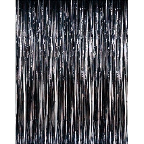 Black Foil Fringe Door Curtain, 3ft x 8ft