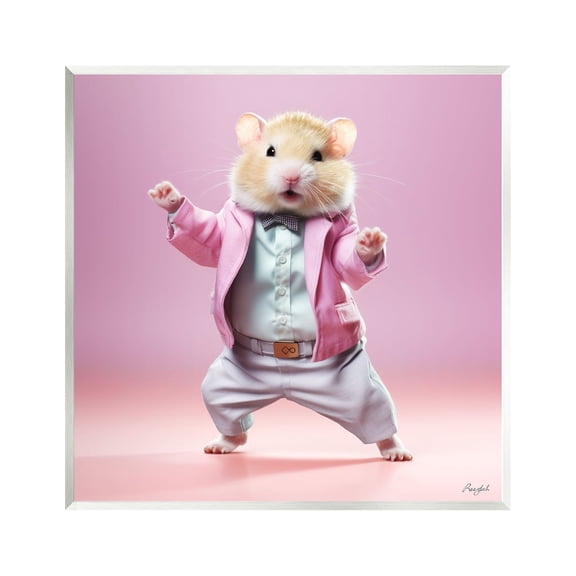 Stupell Industries Dancing Hamster Portrait Animals & Insects Painting Unframed Art Print Wall Art, 12 x 12