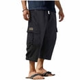 thumbnail image 3 of Men Loose Casual Cargo Pants Multi-Pocket Drawstring Work Pants Trousers Elastic Waist Belted Straight Leg Lightweight Stretchy Quick Dry Gym Hiking Streetwear Workwear | Zenithor,Black 3XL, 3 of 7
