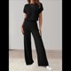 thumbnail image 5 of Traje Informal de Dos Piezas para Mujer, para Viajes y Vacaciones de Verano, con Corta y Pantalones Anchos. Negro XL, 5 of 7