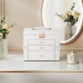 thumbnail image 4 of Casegrace 4-Tier Huge Jewelry Organizer with Small Jewelry Case, Built-in Large Mirror Case, 2 Side-door Necklace Display Holder, 3 Drawers Storage Jewelry Box for Earrings, Rings, Bracelets, Watches, 4 of 9