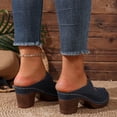 thumbnail image 5 of Women's Cut-Out Perforated Block Heel Mules, Closed Toe Scalloped Slide Sandals for Casual Wear Navy 42, 5 of 9