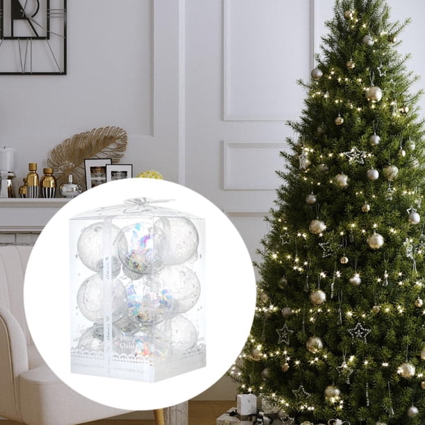Adornos de bolas de Navidad, adornos decorativos para árboles de Navidad, adornos colgantes de bricolaje para celebraciones navideñas de año Nuevo 12 piezas estilo E
