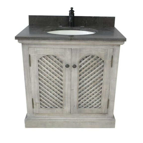 InFurniture WK8136-G plus WK top 37 in. Rustic Solid Fir Sink Vanity In Grey-No Faucet